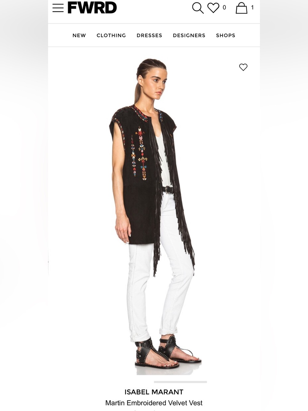 Isabel Marant Martin Embroidered Velvet Vest-  Leather - FR38 US 4 - Picture 2 of 7